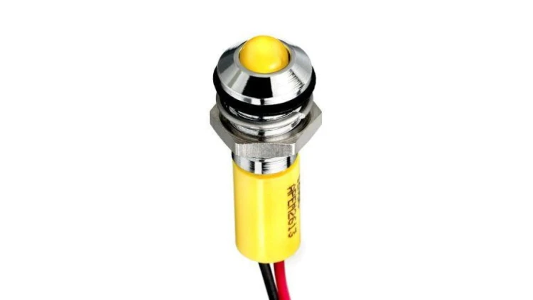 Lampka kontrolna do montażu panelowego 24V dc, Żółta 8mm LED Wyprowadzenia RS PRO