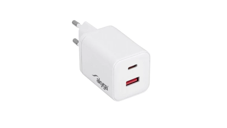 Ładowarka sieciowa Akyga AK-CH-28 45W USB-C USB-A PD GaN 5-20V / 2.25-3A biała