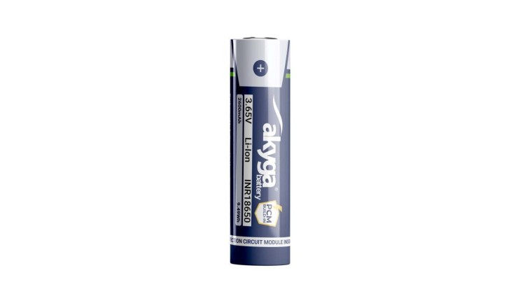 Akumulator litowo-jonowy Akyga AKY2454 INR18650-26M-PCM Li-Ion 3.65V / 2600mAh z zabezpieczeniem