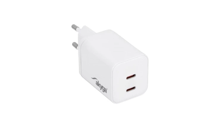 Ładowarka sieciowa Akyga AK-CH-29 45W 2x USB-C PD GaN 5-20V / 2.25-3A biała