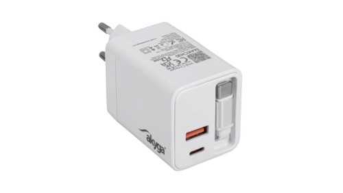 Ładowarka sieciowa Akyga AK-CH-30 65W 2x USB-C USB-A PD GaN 5-20V / 1.5-3.25A biała