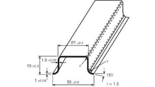 Szyna DIN Głęboka szyna typu Top Hat Bez otworów 1000mm x 35mm x 15mm
