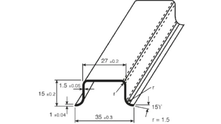 Szyna DIN Głęboka szyna typu Top Hat Bez otworów 1000mm x 35mm x 15mm