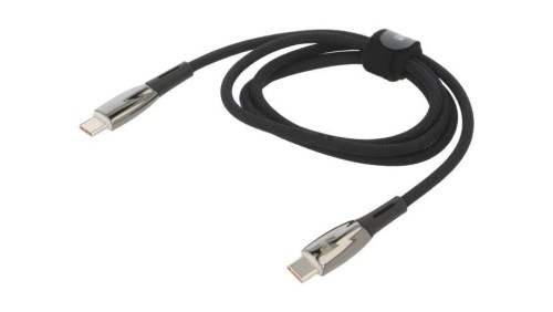Kabel USB C wtyk z obu stron 1m czarny tekstylny 100W CADH000701