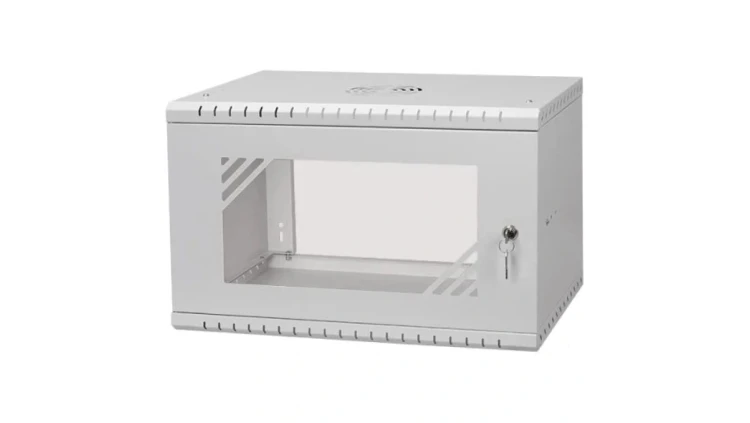Szafa wisząca RACK 19 6U 450mm drzwi szklane szara BOX