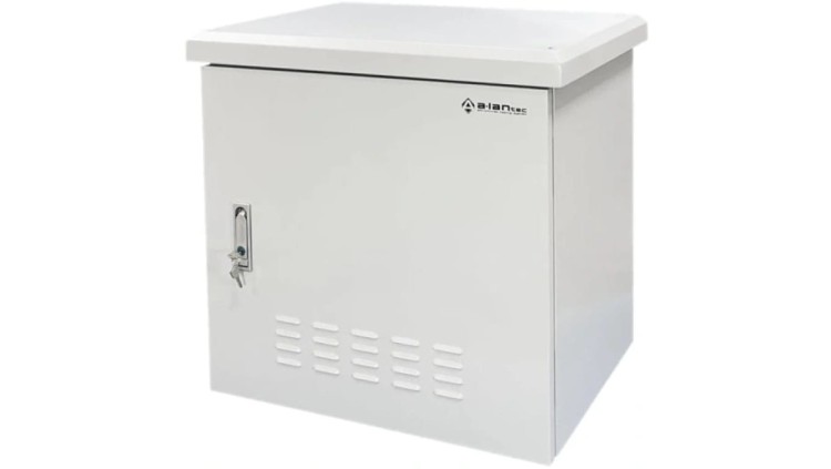 Szafa wisząca RACK 19 6U 600x450mm zewnętrzna hermetyczna drzwi pełne z zamkiem szara IP55 ALANTEC