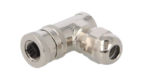 Złącze okrągłe M12 żeńskie kątowe ekranowane 4pin 250V PG7 T4112011041-000