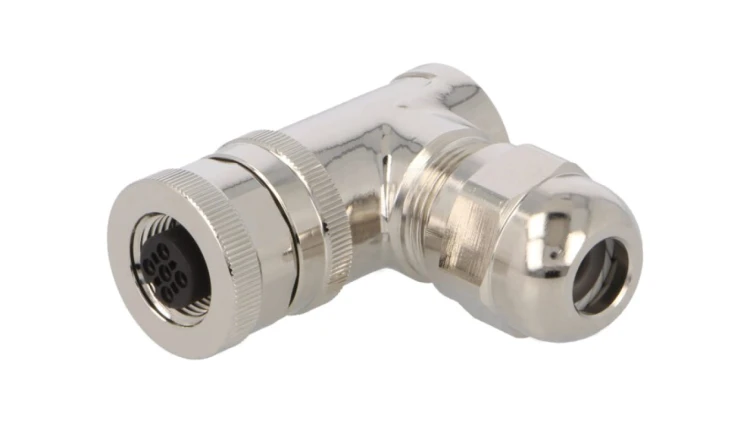 Złącze okrągłe M12 żeńskie kątowe ekranowane 4pin 250V PG7 T4112011041-000