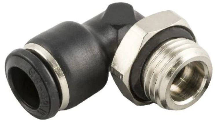 Obrotowa złączka pośrednia kolankowa gwint R 1/4 męskie, Wciskane 12 mm RS PRO