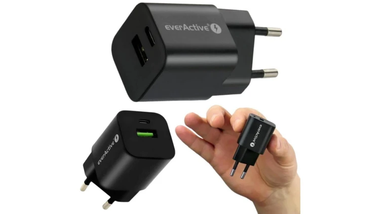 ŁADOWARKA SIECIOWA everActive GaN SC-390QB 30W 1xUSB-C 1xUSB-A PD PPS