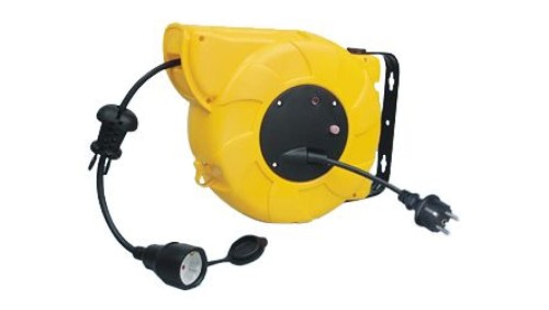 10m Przedłużacz bębnowy 10m 1 gniazda z automatycznym zwijaniem 230 V AC NF Czarny Gniazdo NF Szpula kablowa