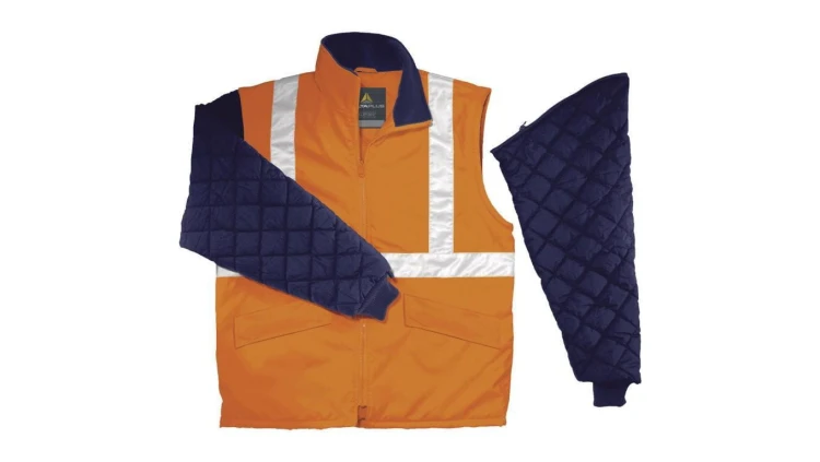 Bluza ocieplana ostrzegawcza z odpinanymi rękawami z poliestru65 bawełny35 kolor pomarańczowy fluo rozmiar XL CORP FREEWHVORXG