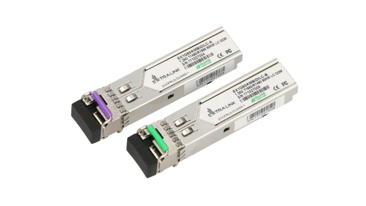 Moduł SFP WDM 1,25Gbps, 1490/1550nm, single mode, 80km, LC, DOM, para Extralink SFP 1.25G