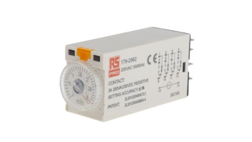 Przekaźnik czasowy zwłoczny jednofunkcyjny 0.1 → 3min 4PDT 4-stykowy 4PDT 230V ac