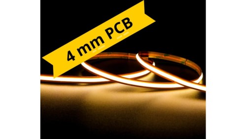 UQS-COB-4W-WW-24V-5m Profesjonalna taśma LED ciepła COB, 24V, 4W/m, 3000K, IP20, 4 mm, miniPCB