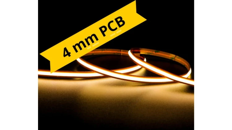 UQS-COB-4W-WW-24V-5m Profesjonalna taśma LED ciepła COB, 24V, 4W/m, 3000K, IP20, 4 mm, miniPCB