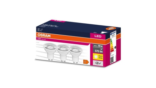 3PAK Żarówka LED GU10 6,9W = 80W 575lm 2700K Ciepła 36 OSRAM VALUE