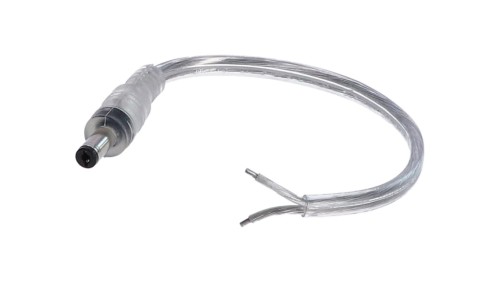 Wtyk DC 5.5x2.1 przewód przeźroczysty 15cm 18awg