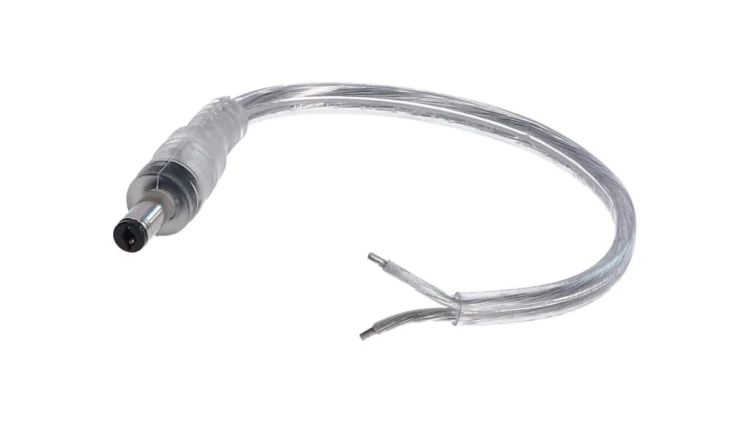 Wtyk DC 5.5x2.1 przewód przeźroczysty 15cm 18awg