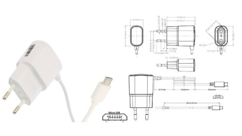 POS05100A-MU-WH Zasilacz adapter biały 5W 5V 1A wtyk microUSB