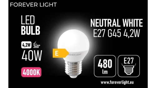 Żarówka LED E27 G45 4.2W 480lm 4000K klasa E Forever Light
