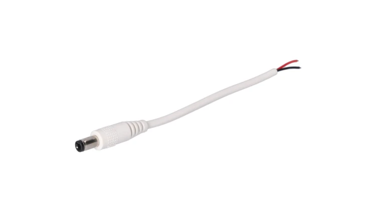 Wtyk DC 5.5x2.1 przewód biały 15cm 22awg