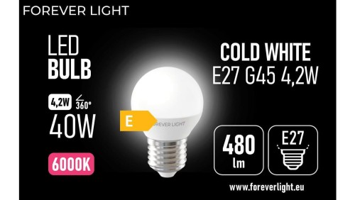 Żarówka LED E27 G45 4.2W 480lm 6000K klasa E Forever Light