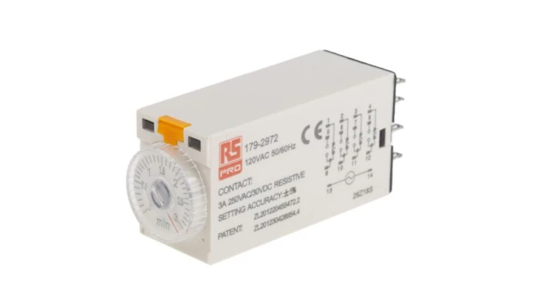 Przekaźnik czasowy zwłoczny jednofunkcyjny 0.1 → 3min 4PDT 4-stykowy 4PDT 110V ac