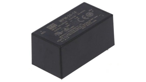 Przetwornica AC/DC 20W 80-264VAC 15VDC Iwyj 1, 4A OUT 1 MPM-20-15