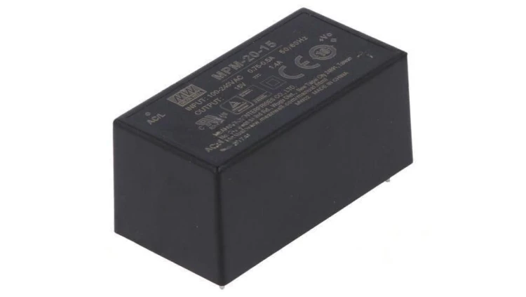 Przetwornica AC/DC 20W 80-264VAC 15VDC Iwyj 1, 4A OUT 1 MPM-20-15