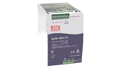 WDR-480-24 Zasilacz impulsowy, na szynę DIN, 480W, 24VDC, 20A, 180÷550VAC