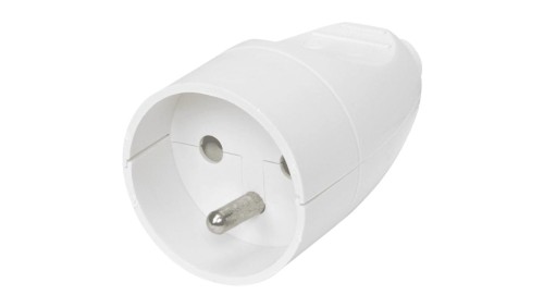Gniazdo przenośne na kabel 2P+Z białe