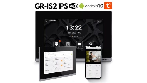 GR - IS2IPS B 7 Ekran wideodomofonu WiFi IP Greon, Android10 do Smart Home, Tuya, 16 CCTV, zdjęcia, filmy, 4 przekaźniki, czarny