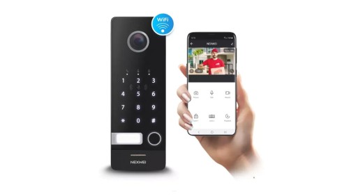 NW-VO4KHR-BW Wideodomofon WiFi Tuya Smart bezprzewodowy NEXWEI z klawiaturą z oraz czytnikiem, otwarcie kodem/brelokiem