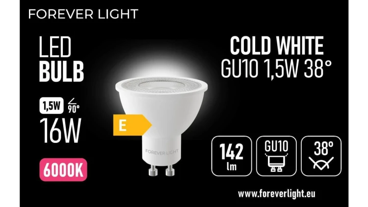 Żarówka LED GU10 38 1.5W 142lm 6000K klasa E Forever Light