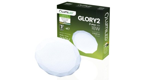 Plafon LED Lampa Sufitowa Natynkowa 18W IP44 Okrągły GLORY 2 Diament 33cm LUMILED