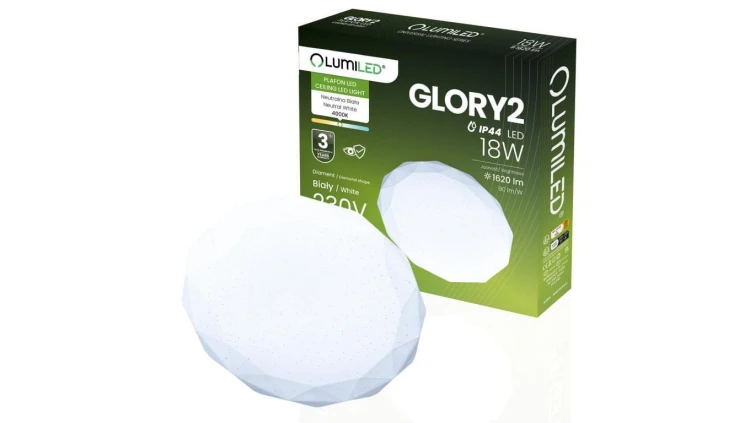 Plafon LED Lampa Sufitowa Natynkowa 18W IP44 Okrągły GLORY 2 Diament 33cm LUMILED