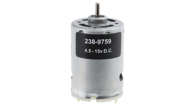 Silnik DC, 4.5 → 15 V., 2,85 A, 21,2 W, 13 360 obr./min, 154,4 gcm, RS PRO