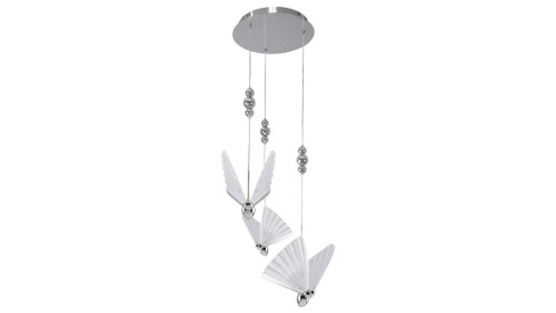 Elegancka lampa z trzema wiszącymi chromowanymi motylami LED CCT LP-1715/3P CH Light Prestige