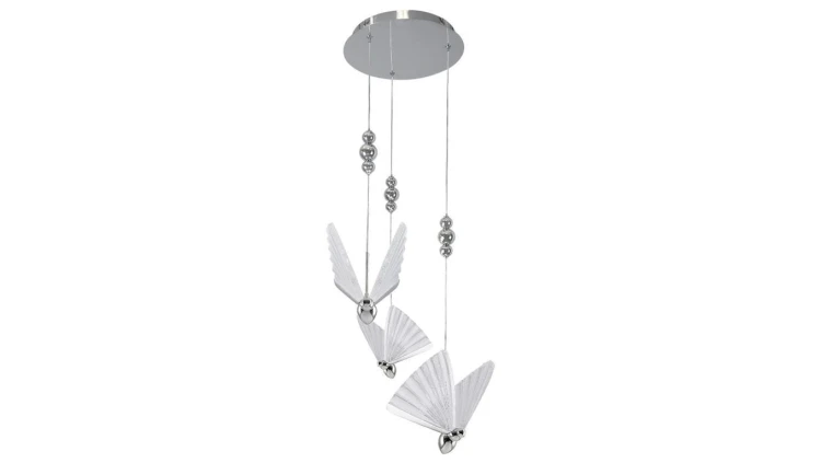 Elegancka lampa z trzema wiszącymi chromowanymi motylami LED CCT LP-1715/3P CH Light Prestige