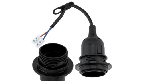 Oprawka Remontowa Budowlana na Żarówke E27 Prowizorka z Przewodem i Kostką Zaciskową czarna