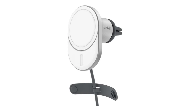 Belkin Ładowarka samochodowa, magnetyczna, Qi2.0, 15W, zasilacz 20W, szara