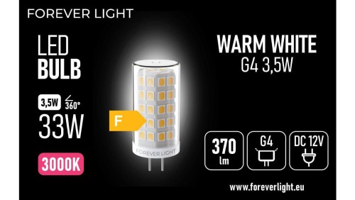 Żarówka LED G4 3.5W 370lm 3000K 12V klasa F Forever Light