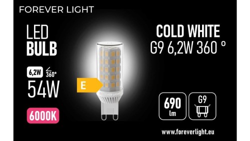 Żarówka LED G9 6.2W 690lm 6000K ceramiczna klasa E Forever Light