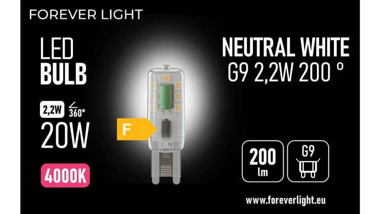 Żarówka LED G9 2.2W 200lm 4000K klasa F Forever Light