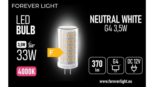 Żarówka LED G4 3.5W 370lm 4000K 12V klasa F Forever Light