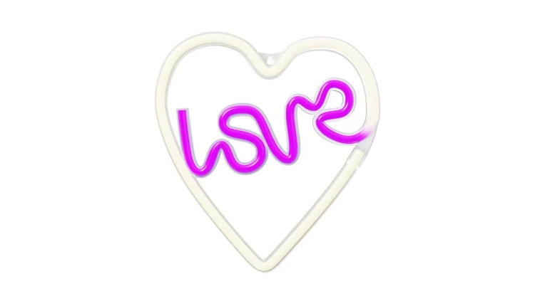 Neon LED LOVE W SERCU fiolet biały NNE02 Neolia