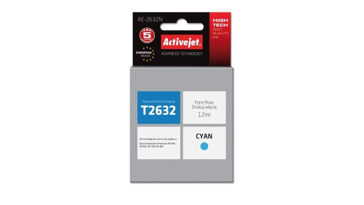 Tusz Activejet AE-2632N (zamiennik Epson 26 T2632 Supreme 12 ml niebieski)