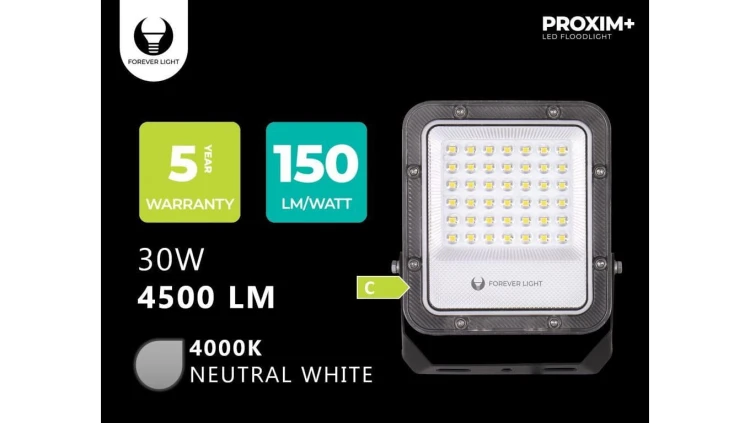 Naświetlacz LED PROXIM+ 30W 4000K 4500lm 230V IP65 Forever Light 150lm/W 5 LAT GWARANCJI