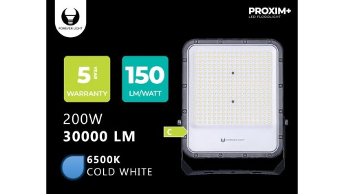 Naświetlacz LED PROXIM+ 200W 6500K 30000lm 230V IP65 Forever Light 150lm/W 5 LAT GWARANCJI